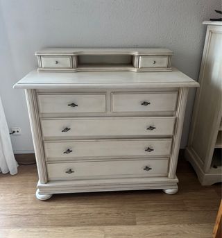 Cómoda blanca madera maciza