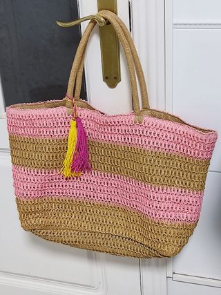 Bolsa playa - Rosa y marrón claro 