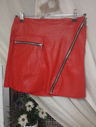 Minifalda roja piel | Talla única