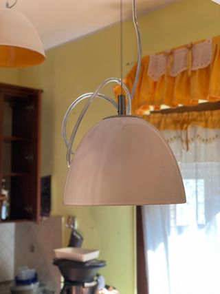 COPPIA Lampadari  moderno bianco e giallo
