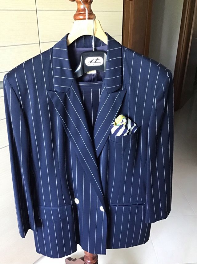 Completo giacca e gonna Deni Cler blu e bianco