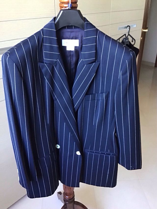 Completo giacca e gonna Deni Cler blu e bianco