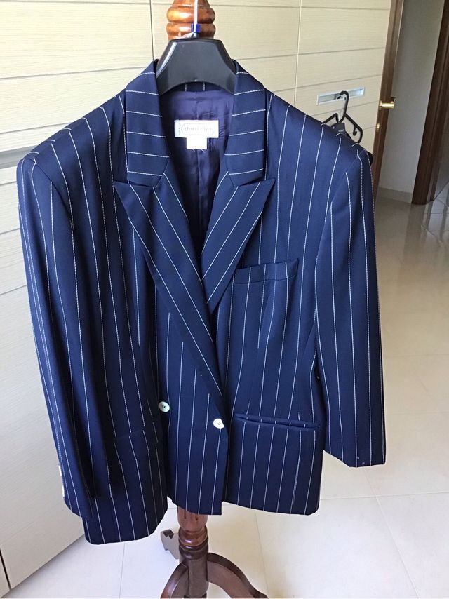 Completo giacca e gonna Deni Cler blu e bianco