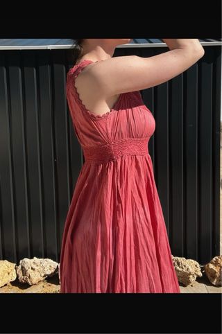 Vestido rosado midi boho
