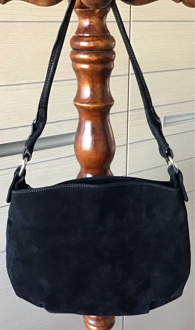 Borsa Melluso in pelle scamosciata nera grigio