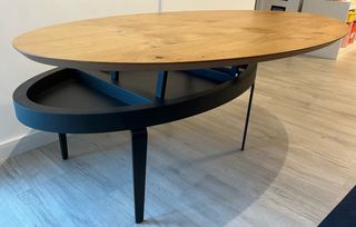 Mesa Centro Ovalada Elevable de Madera