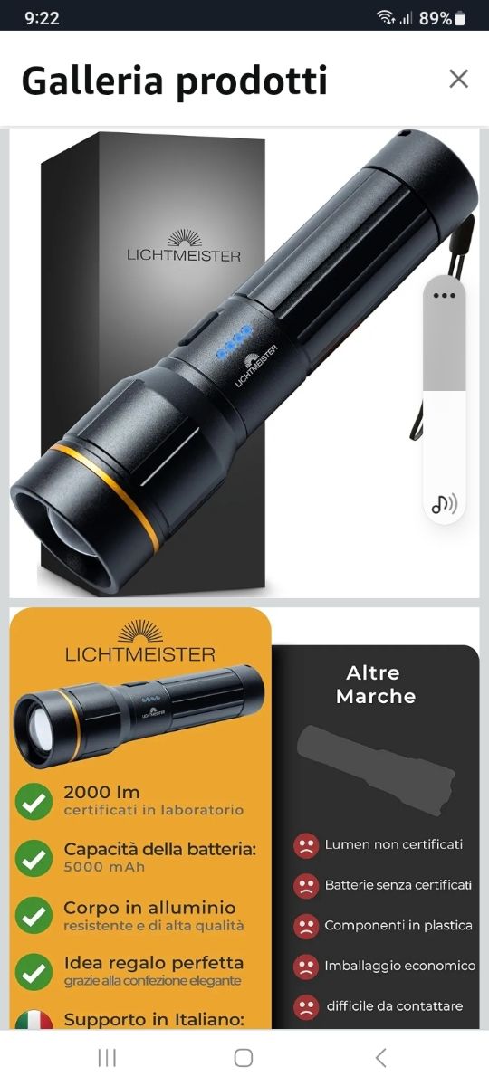 Torcia LED Lichtmeister 2000lm