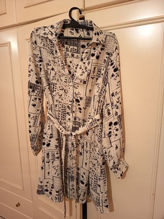 Vestido camisero blanco y negro
