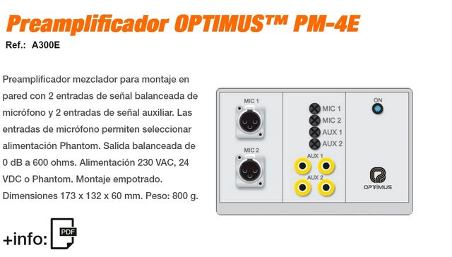 Preamplificador OPTIMUSTM PM-4E