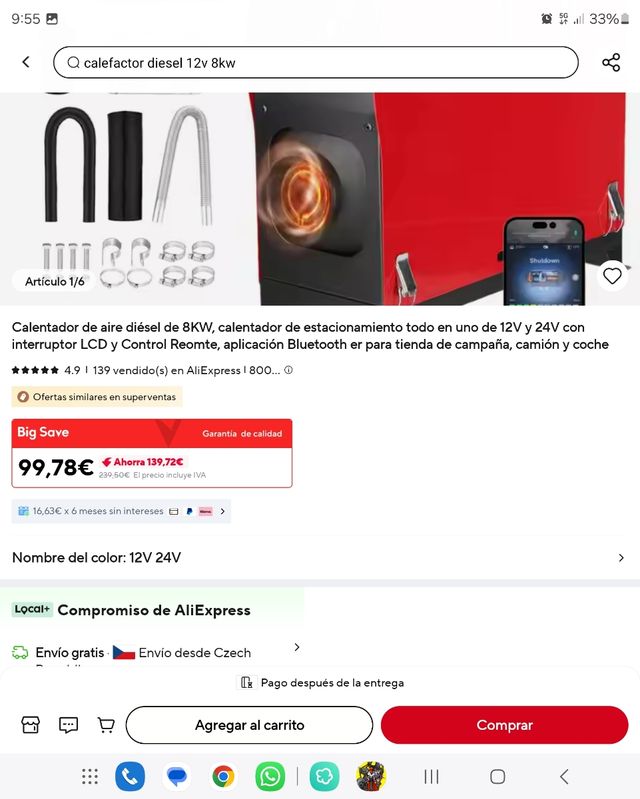 Calentador aire portatil diesel