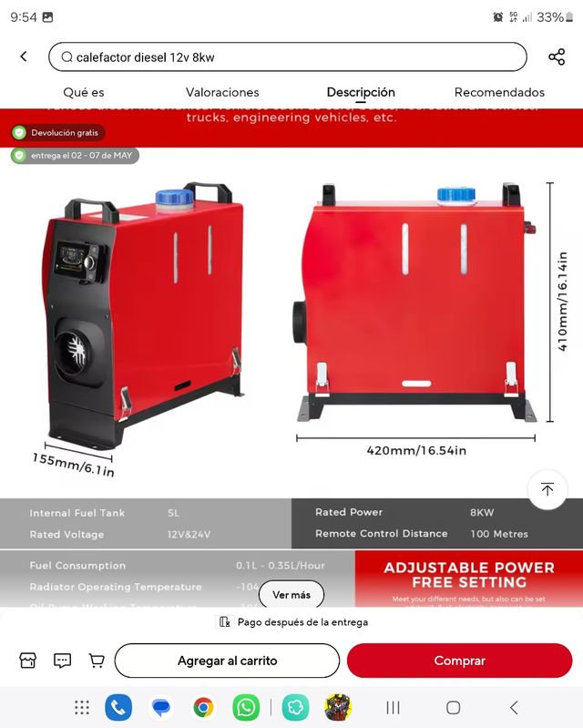 Calentador aire portatil diesel