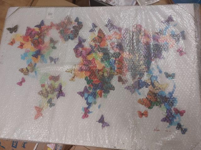 Lienzo Cuadro Mapamundi Mariposas Multicolor