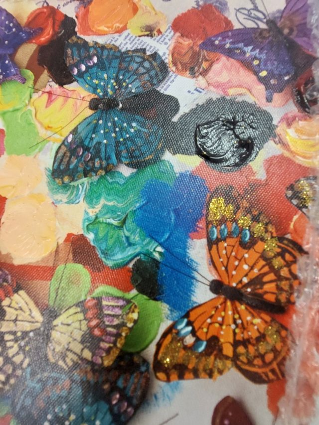 Lienzo Cuadro Mapamundi Mariposas Multicolor