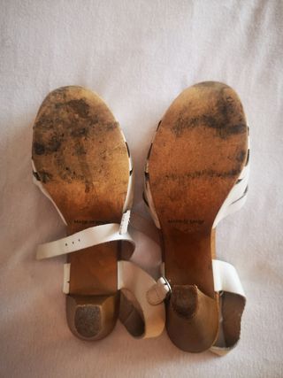Zapatos-sandalias tacon 10 cm cuero 41 blanco