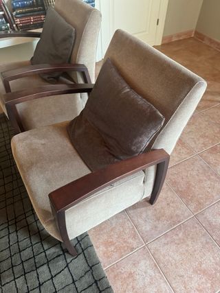 Butaca salón beige - madera
