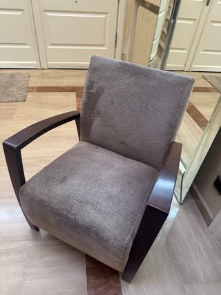 Butaca salón beige - madera