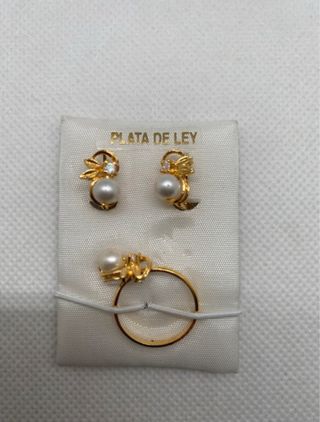 Juego de comunión plata 925 chapado en oro