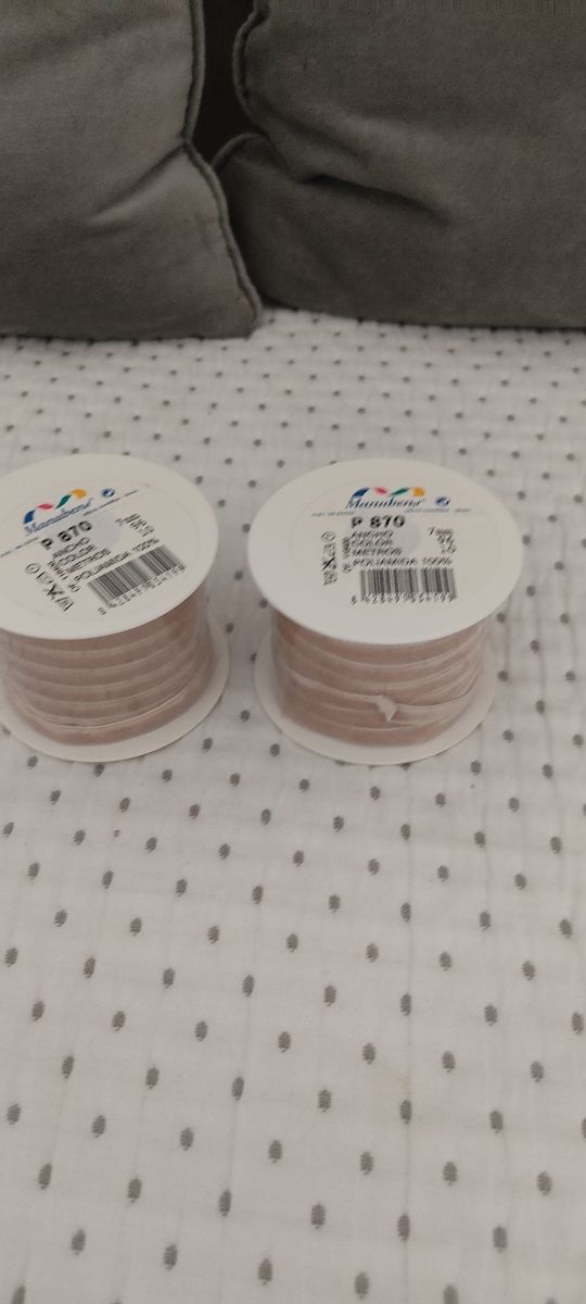 2 rollos cinta terciopelo beige 