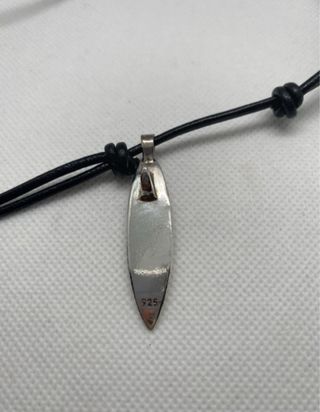 Collar plata surf - cuero negro