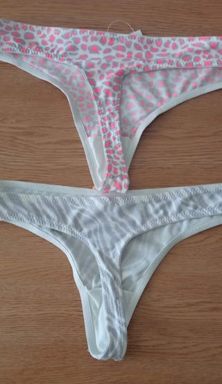 2 tangas XS grises y rosas