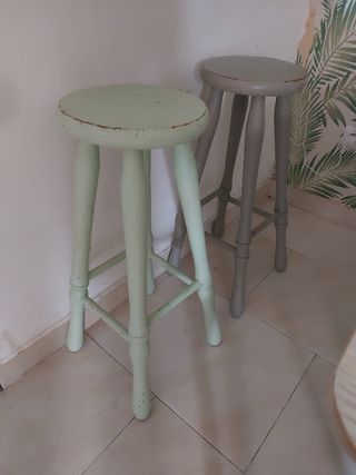 2 Taburetes madera - Gris & Verde