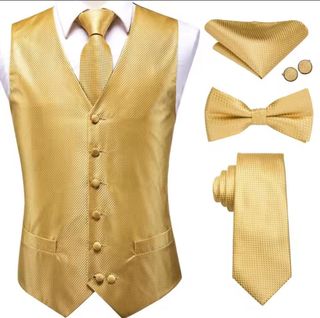 CHALECO DORADO HOMBRE CON CORBATA Y LAZO