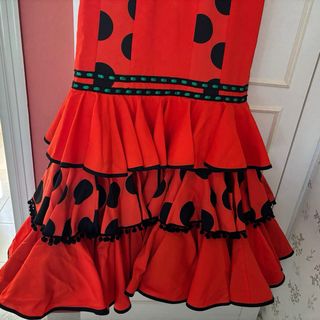 Traje Flamenca Rojo lunares negros