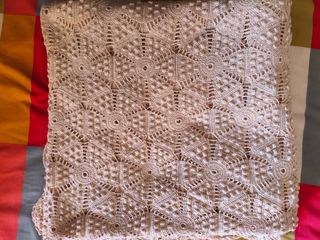 Colcha ganchillo beige algodón