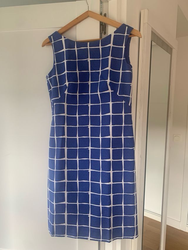 Vestido Purificacion Garcia azul y blanco