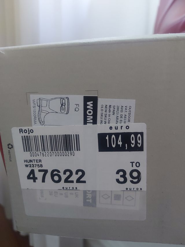 Hunter rojas 39 y calcetines Hunter para las botas