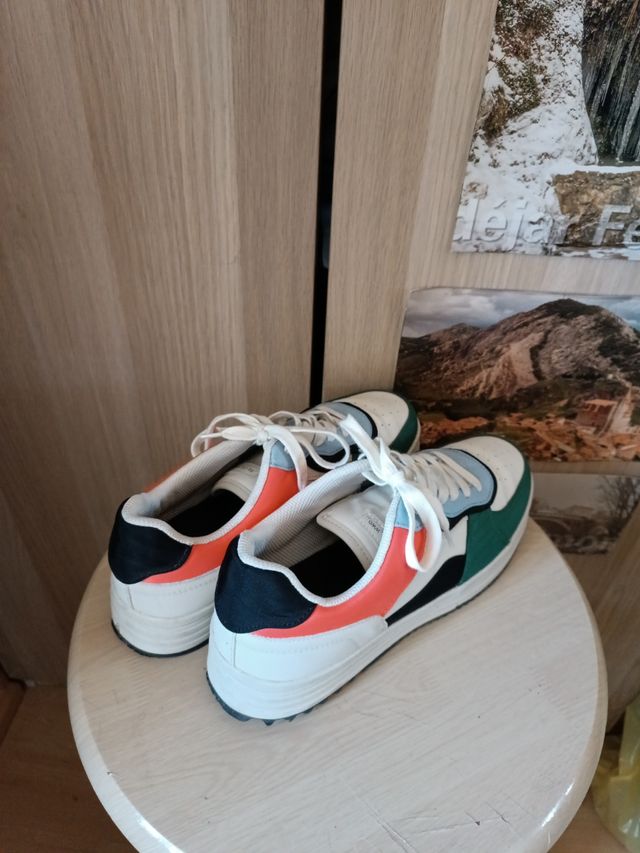 Zapatillas hombre - verdes y blancas - talla 42