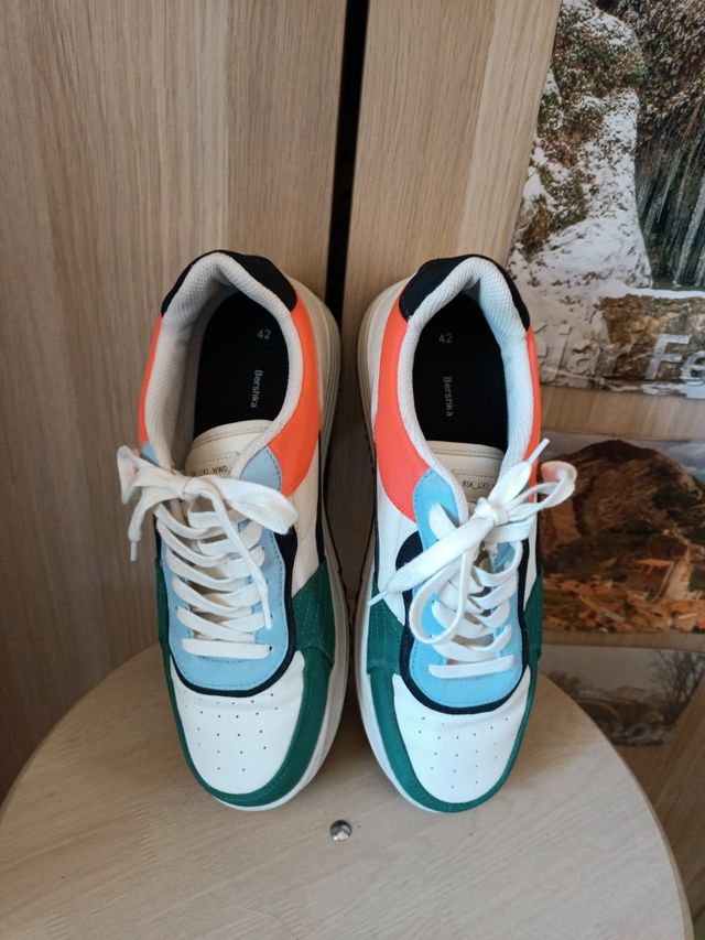 Zapatillas hombre - verdes y blancas - talla 42