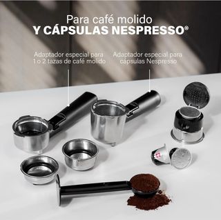 Cafetera Espresso Princess 2 en 1  Compatible con Nespresso y café molido