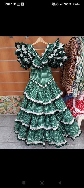 Traje Flamenca lunares verde
