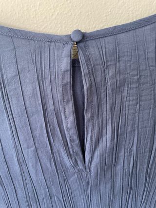 Canotta blu plissettata