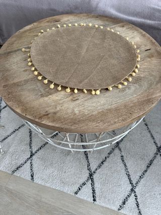 Mesa centro industrial blanco-madera