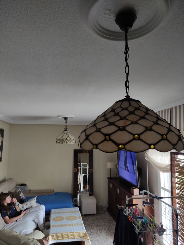 Lampara techo Tiffany circular con 3 luces