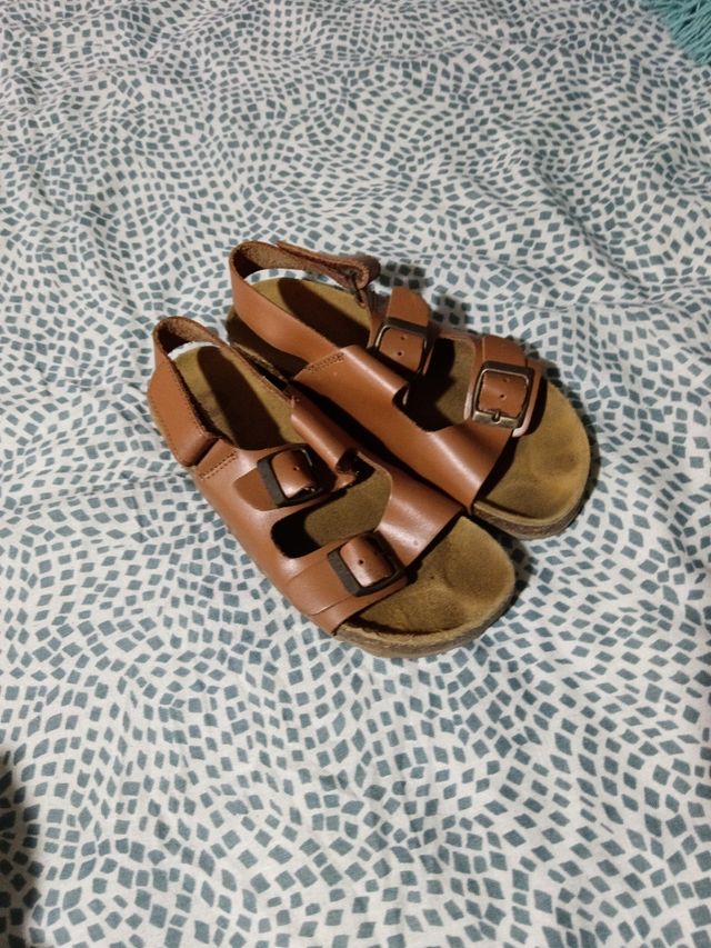 Sandalias piel marrón niño 34