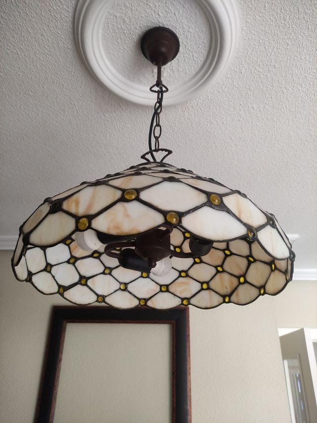 Lampara techo Tiffany circular con 3 luces