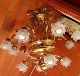 Lampara techo bronce 8 luces
