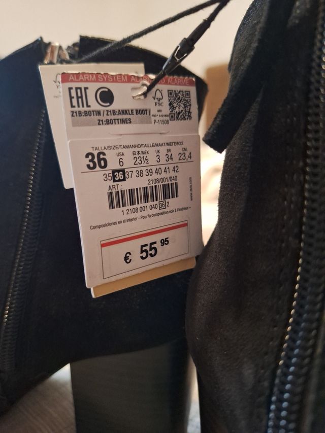 Botines piel negros zara talla 36
