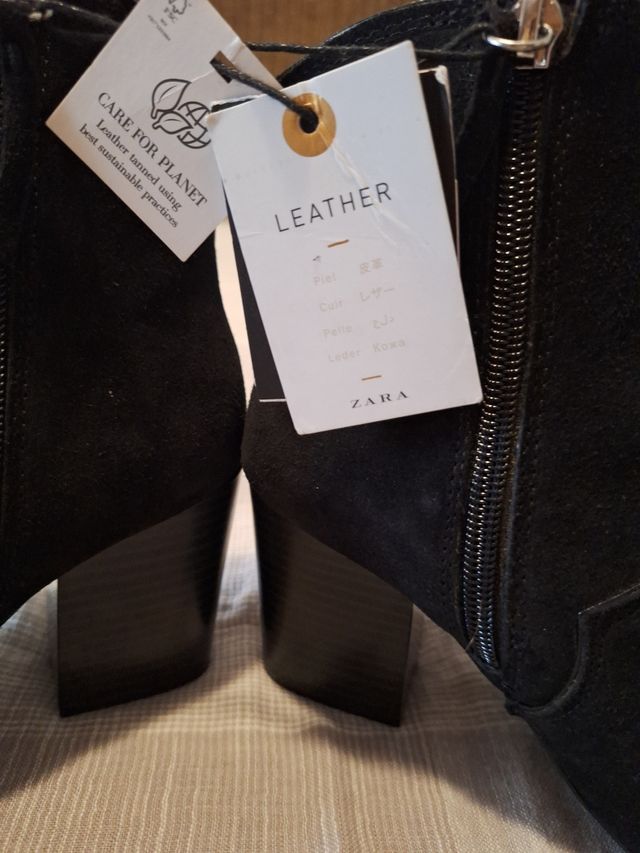 Botines piel negros zara talla 36