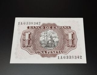 Billete de 1 peseta 1953. Marqués de Santa Cruz 