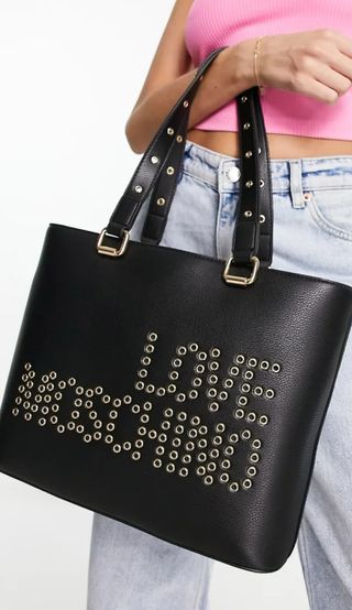 Bolso tote negro tachuelas Love Moschino
