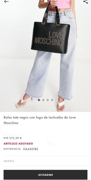 Bolso tote negro tachuelas Love Moschino