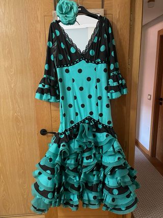Vestido Flamenca lunares turquesa