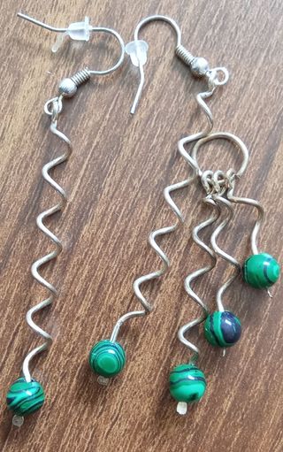 Pendientes y colgante | Plata y malaquita