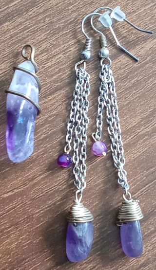 Juego Joyas Amatista: Colgante y Pendientes