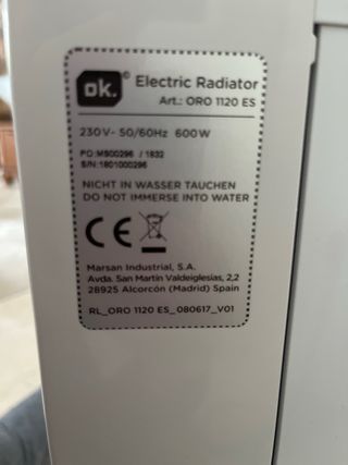 Radiador eléctrico OK. programable