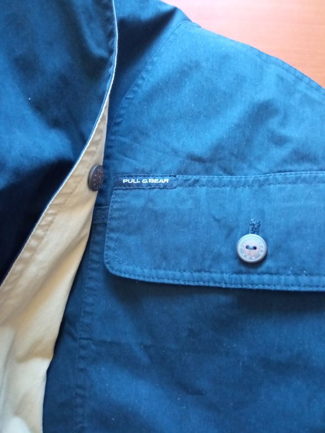 Cazadora reversible azul y beige